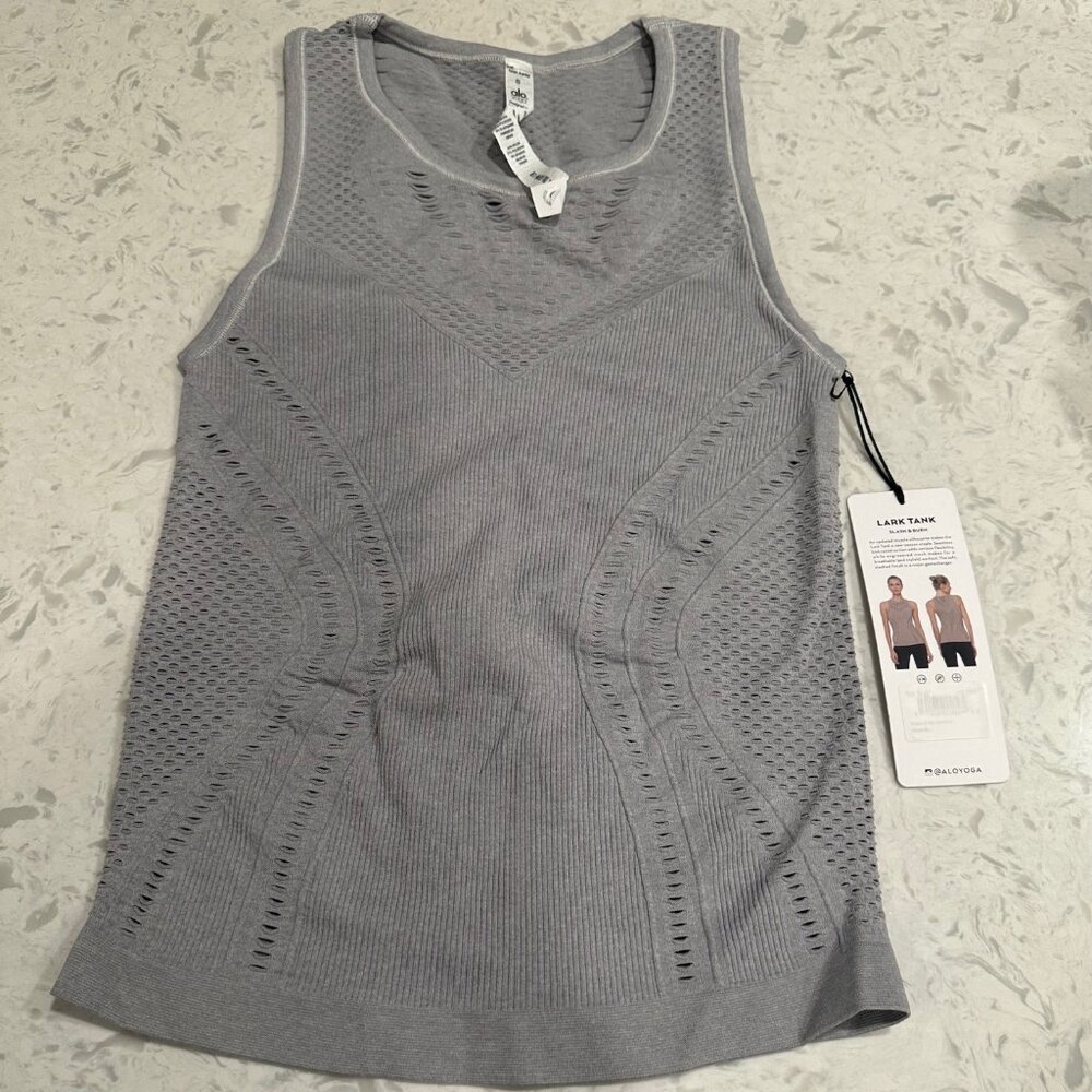 Alo Yoga Lark Tank Vapor Grey Heather New